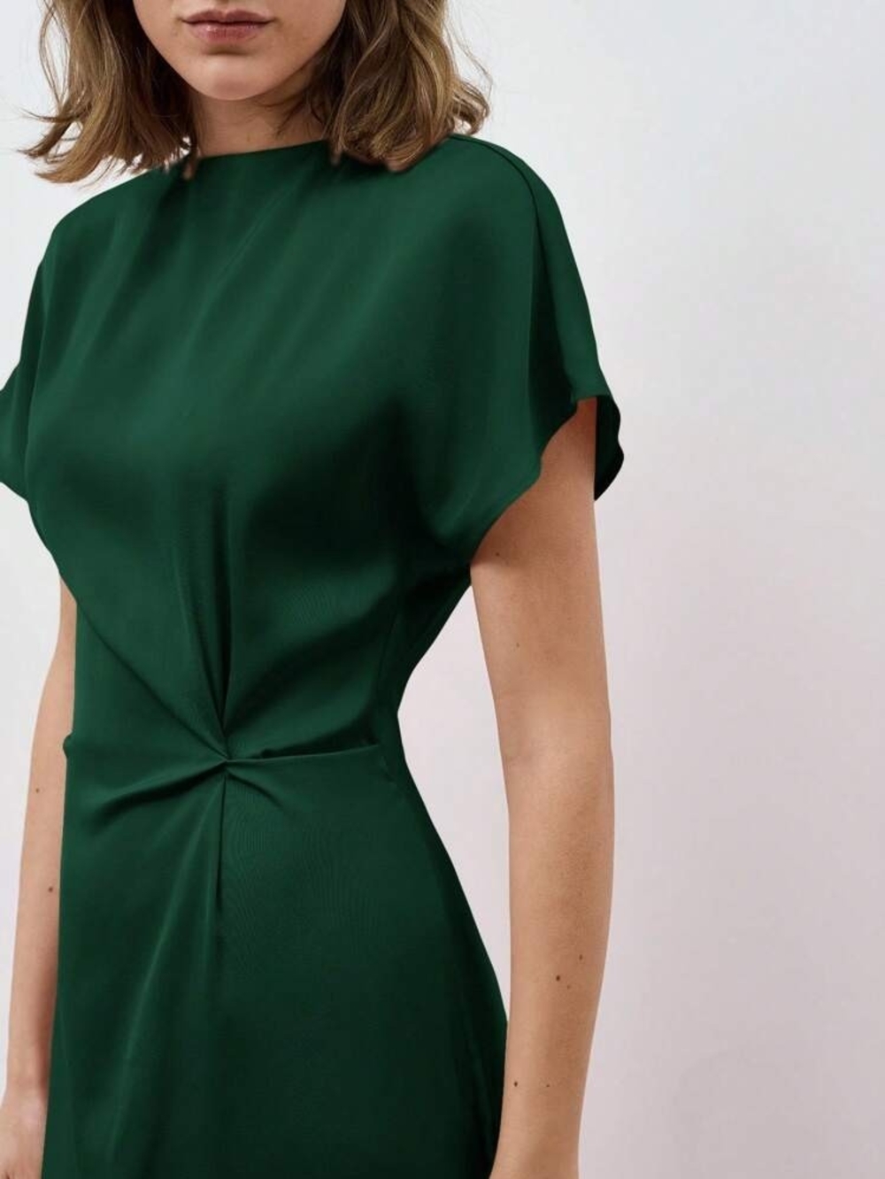 Made In Italy 🌿Silence Limited Green Satin New York Midi Dress - Size M NWOT